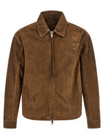Brown Solid Shirt Collar Jacket 1