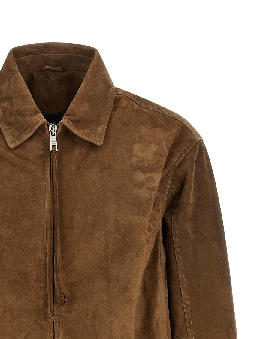 Brown Solid Shirt Collar Jacket 3