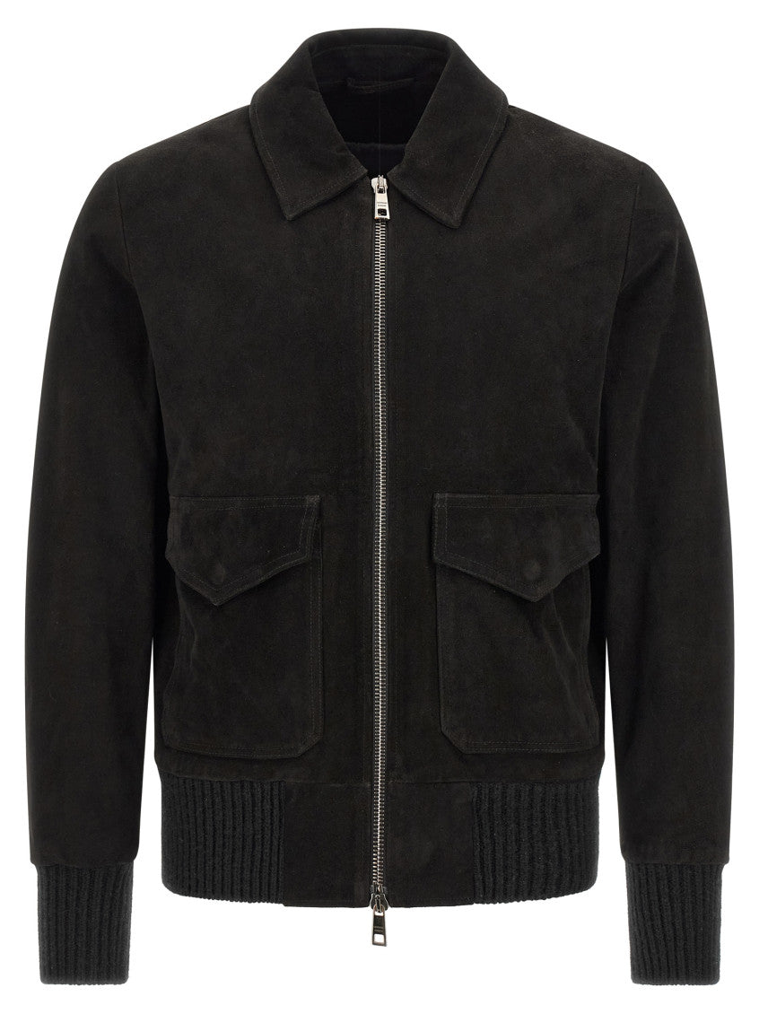Black Solid Shirt Collar Jacket 1