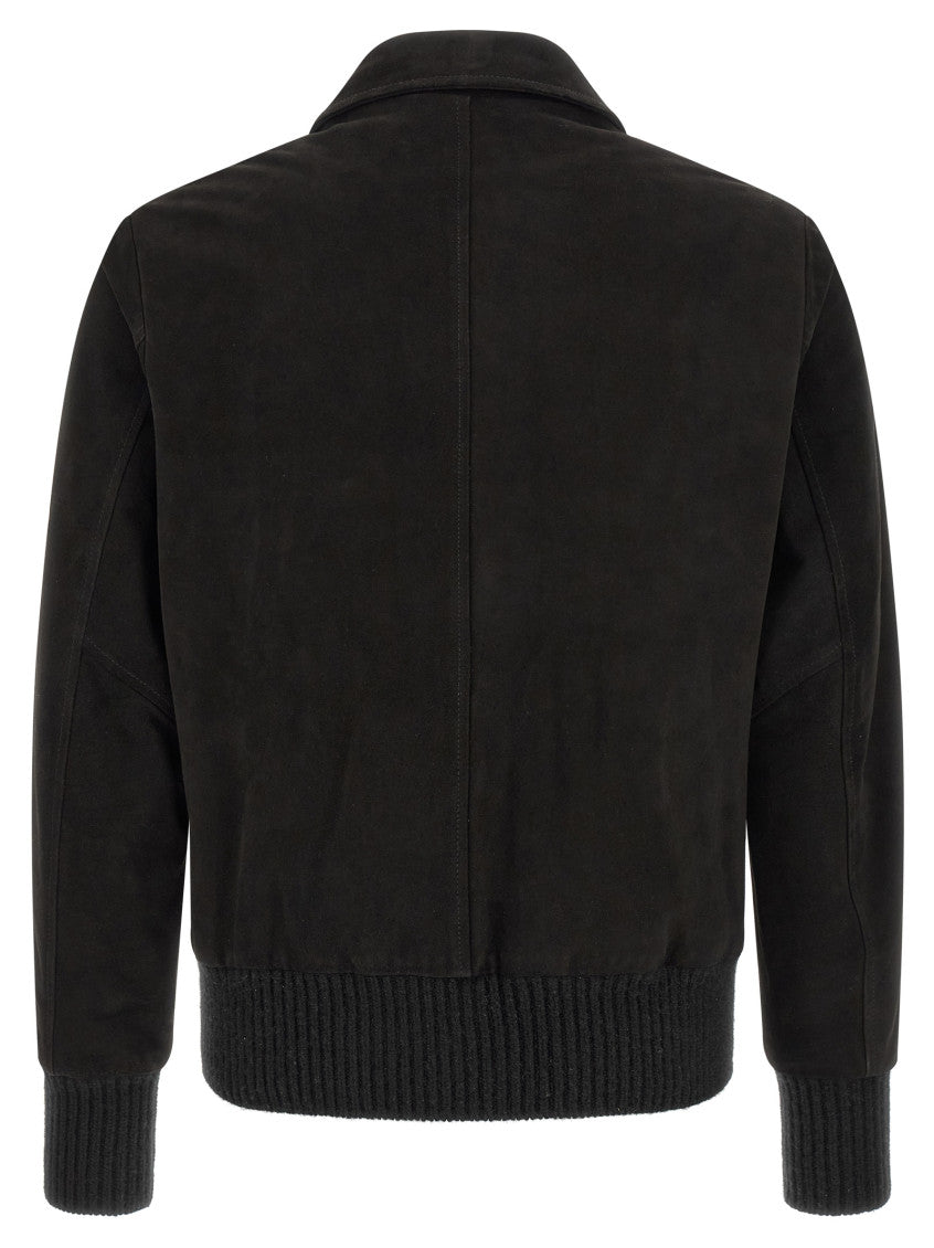 Black Solid Shirt Collar Jacket 2