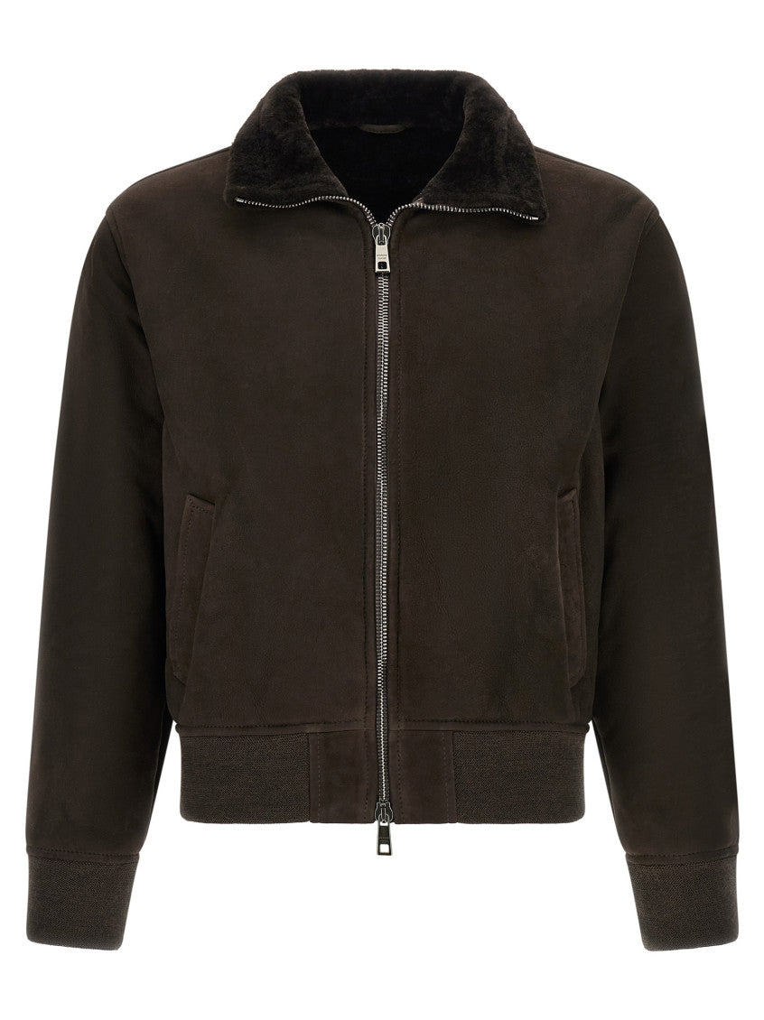 Brown Solid Shirt Collar Jacket 1