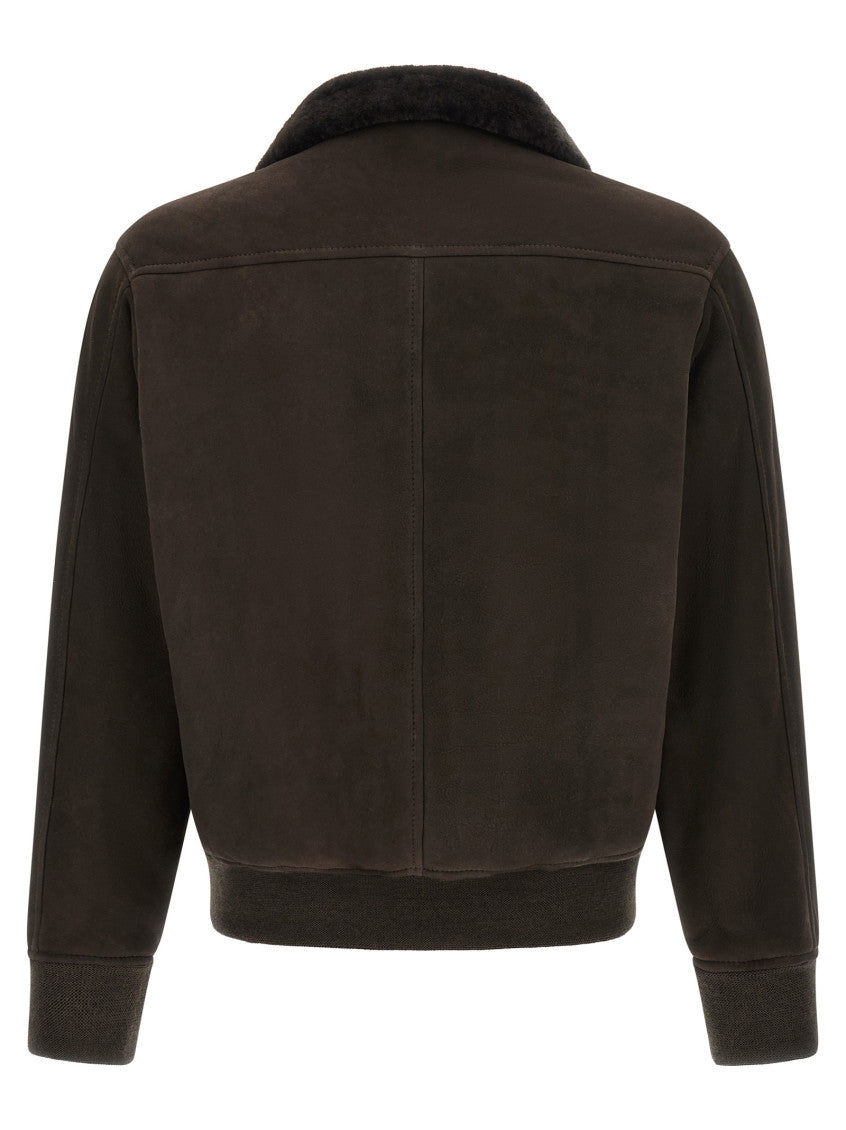 Brown Solid Shirt Collar Jacket 2