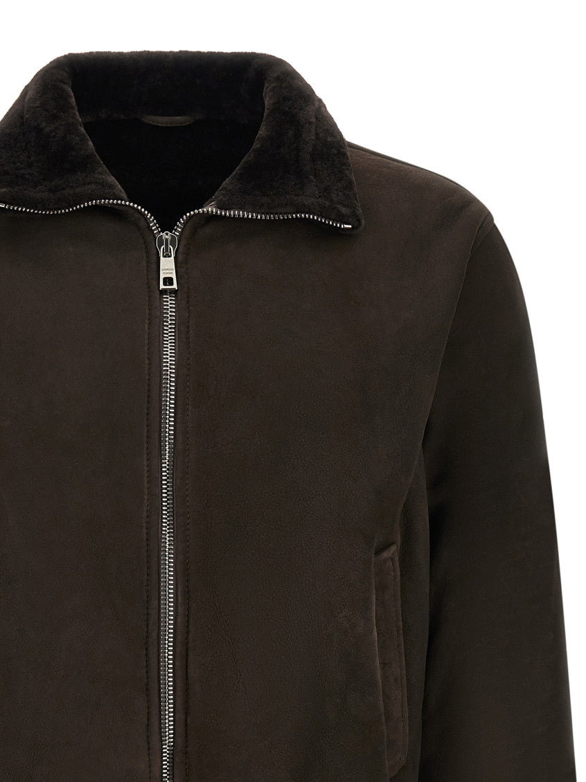 Brown Solid Shirt Collar Jacket 3