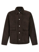 Brown Solid Shirt Collar Jacket 1