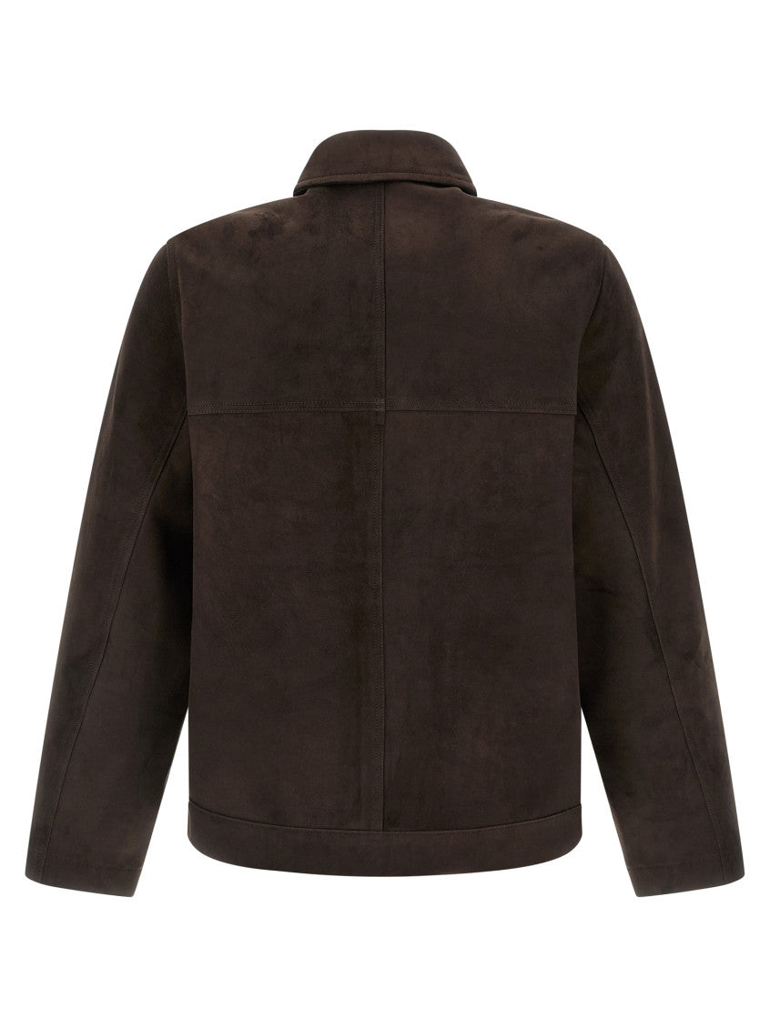 Brown Solid Shirt Collar Jacket 2