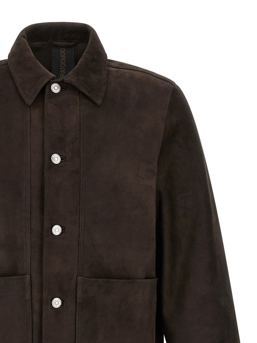 Brown Solid Shirt Collar Jacket 3