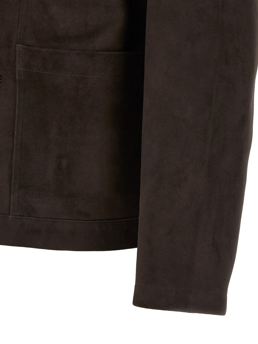Brown Solid Shirt Collar Jacket 4