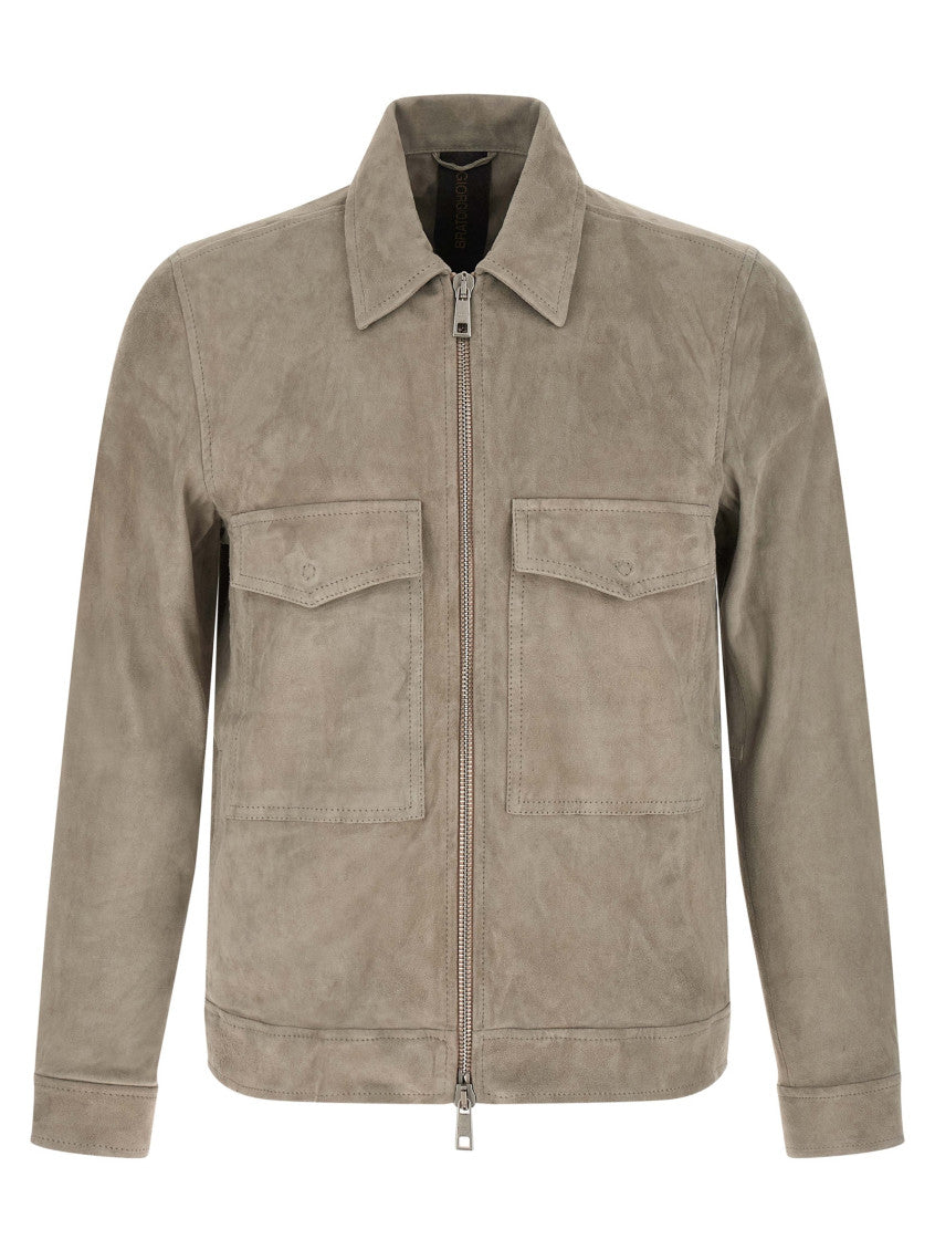 Grey Solid Shirt Collar Jacket 1