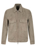 Grey Solid Shirt Collar Jacket 1