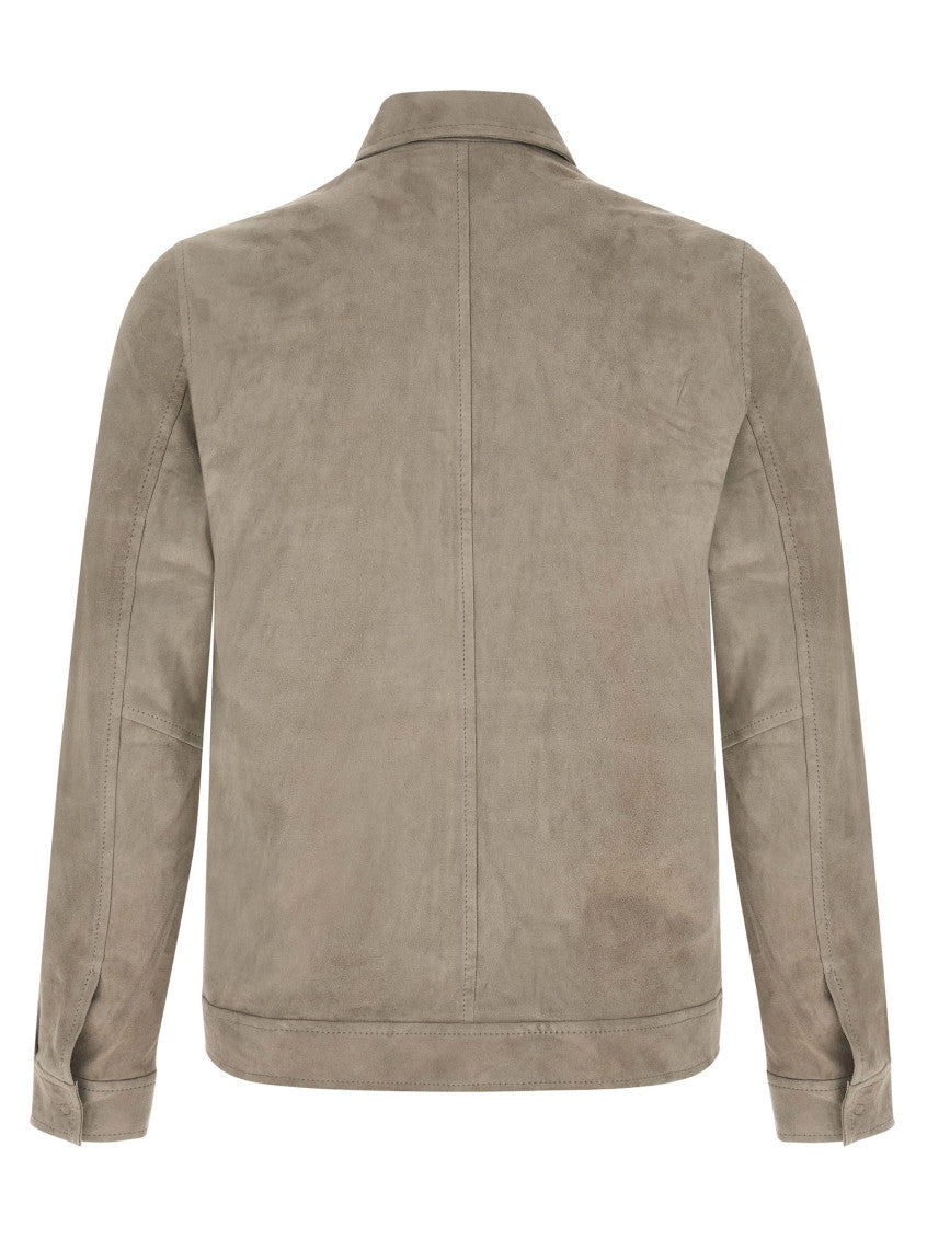 Grey Solid Shirt Collar Jacket 2
