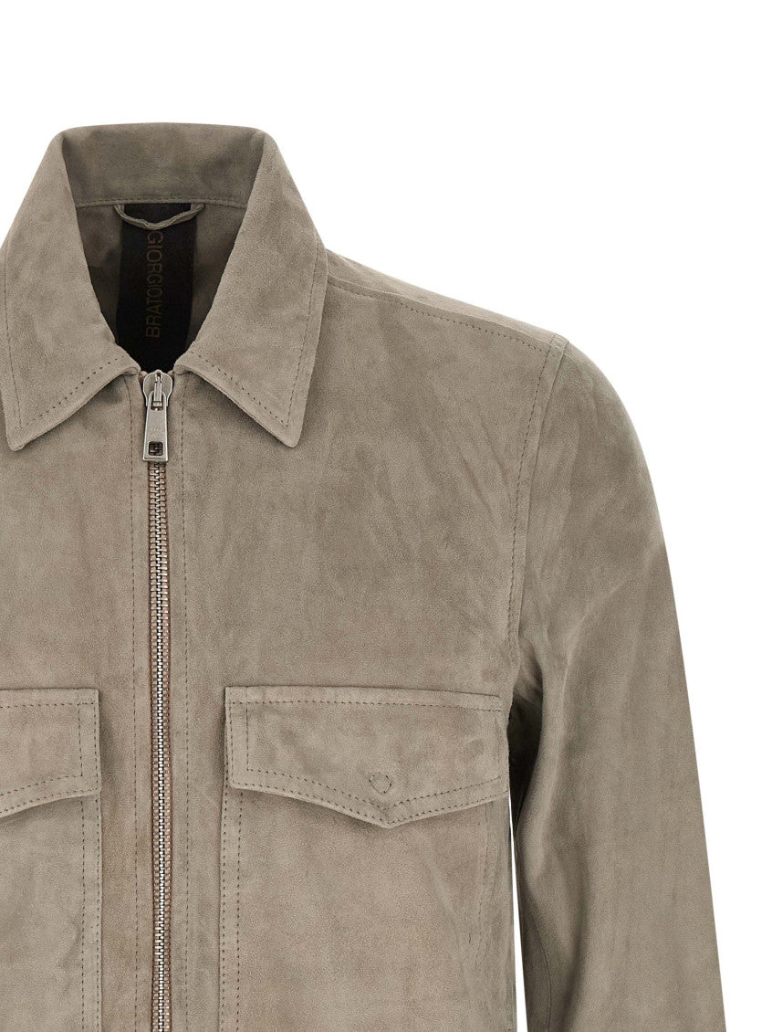 Grey Solid Shirt Collar Jacket 3