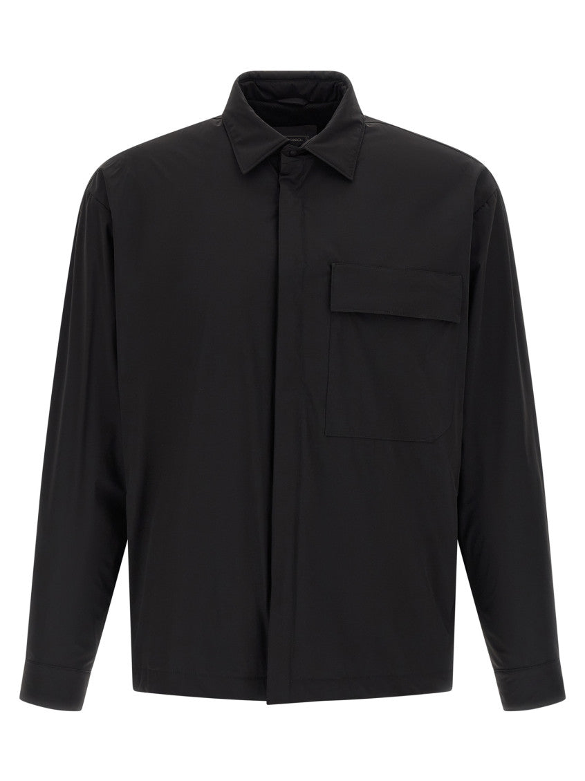 Black Solid Shirt Collar Jacket 1