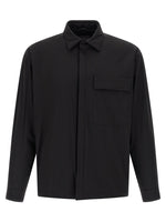 Black Solid Shirt Collar Jacket 1