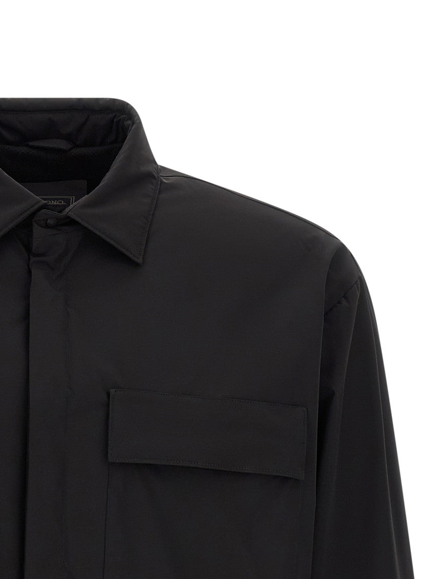 Black Solid Shirt Collar Jacket 3