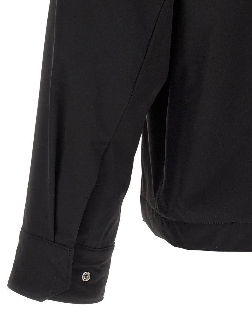 Black Solid Shirt Collar Jacket 4