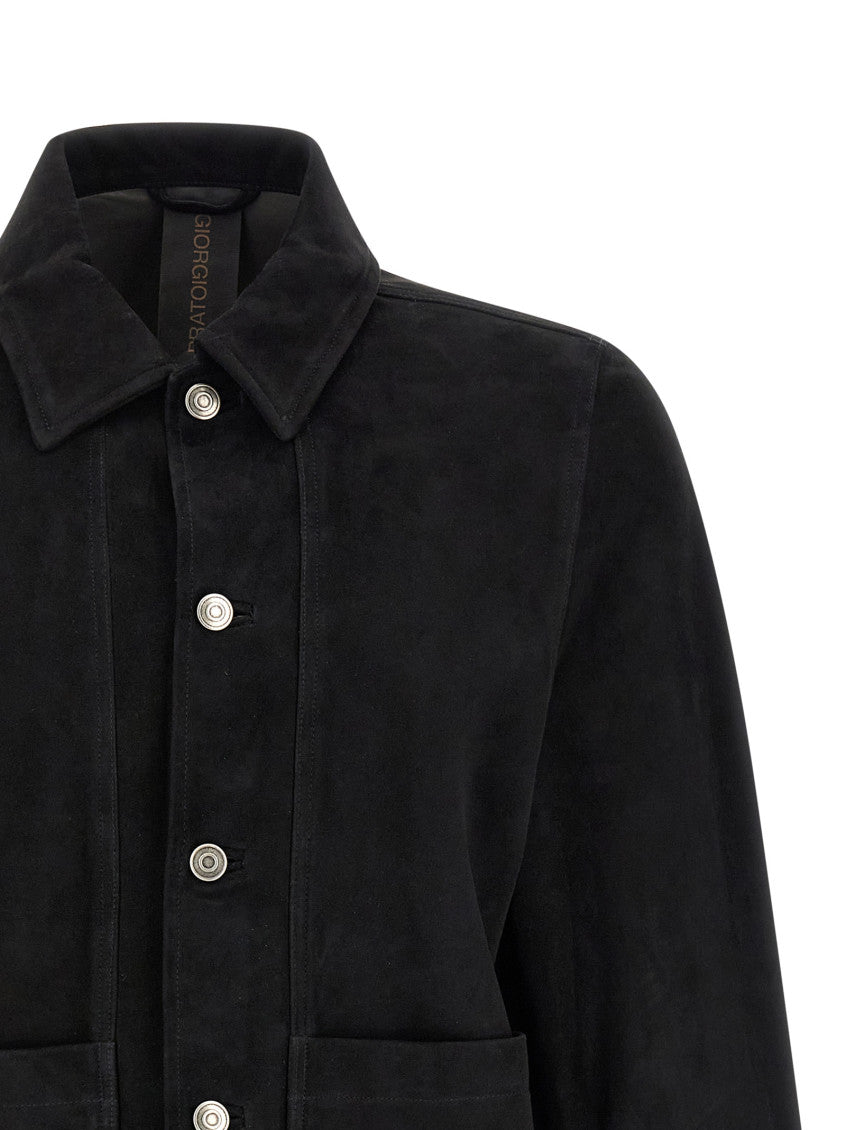 Black Solid Shirt Collar Jacket 3