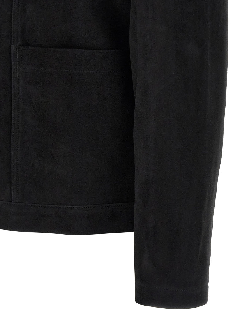 Black Solid Shirt Collar Jacket 4