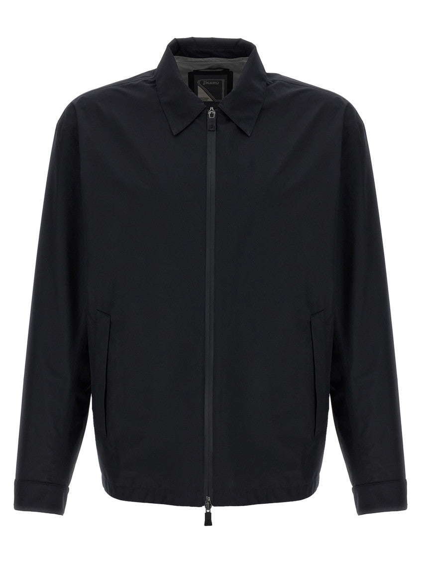 Black Solid Shirt Collar Jacket 1