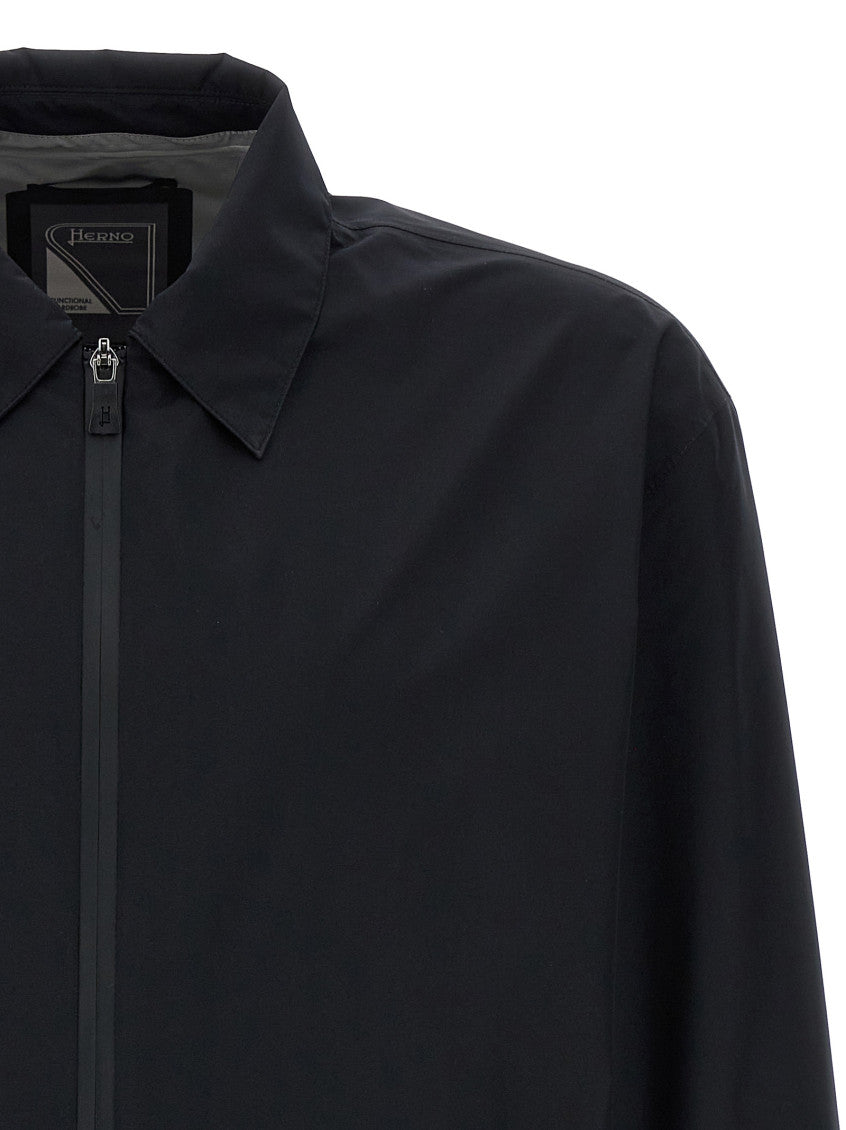 Black Solid Shirt Collar Jacket 3