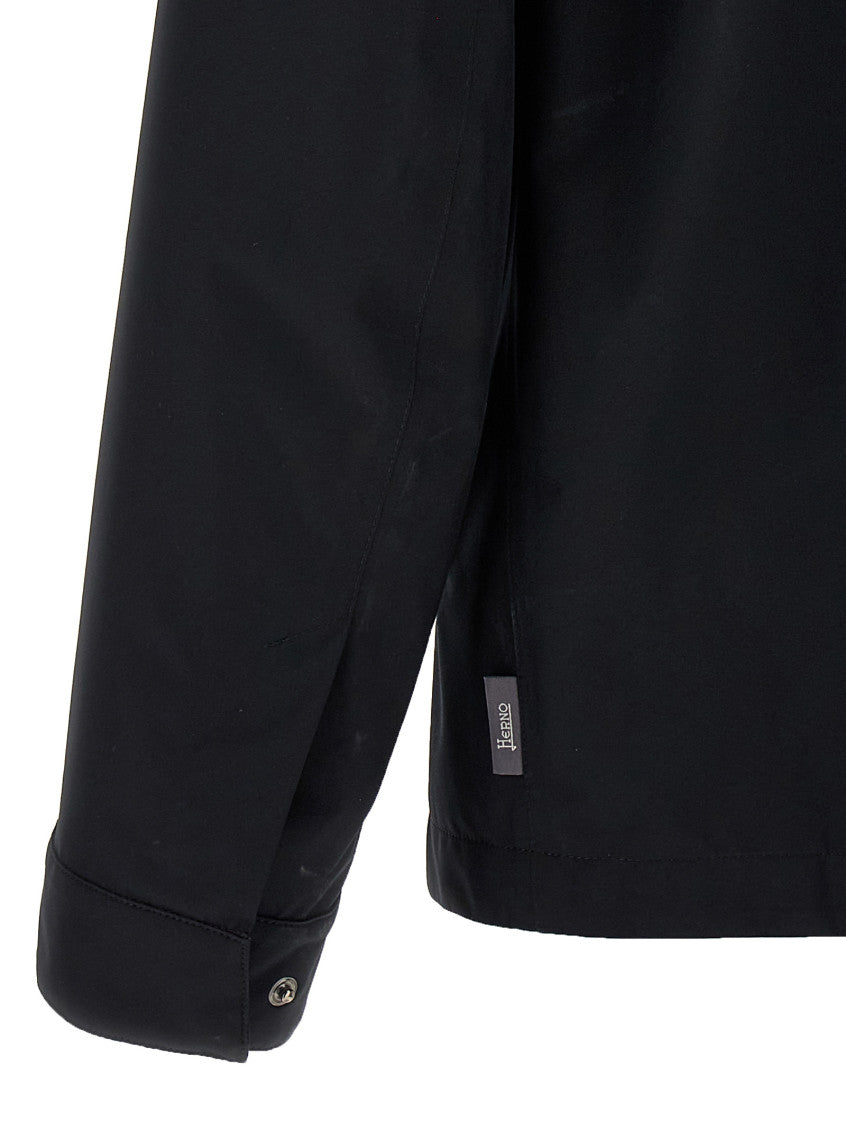 Black Solid Shirt Collar Jacket 4