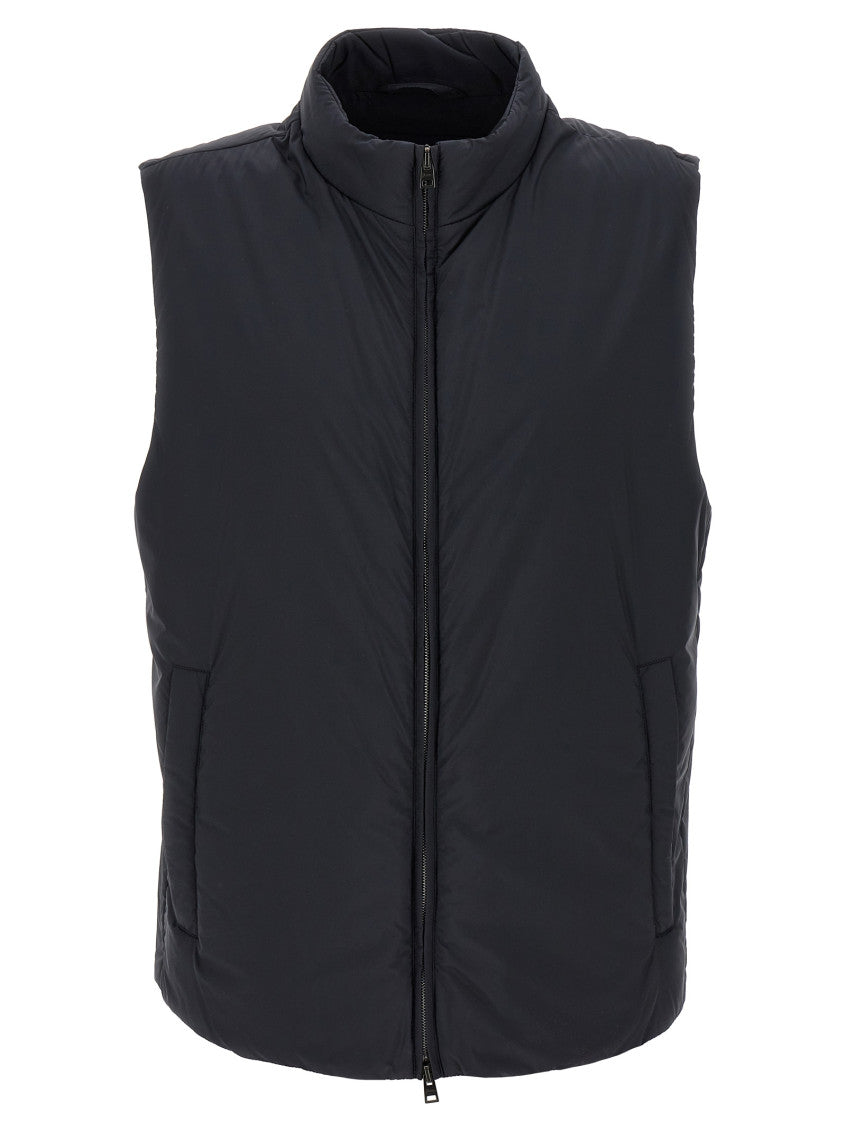 Black Solid Sleeveless Jacket 1