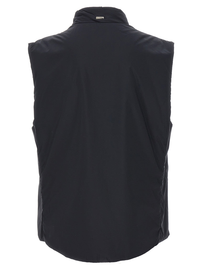 Black Solid Sleeveless Jacket 2