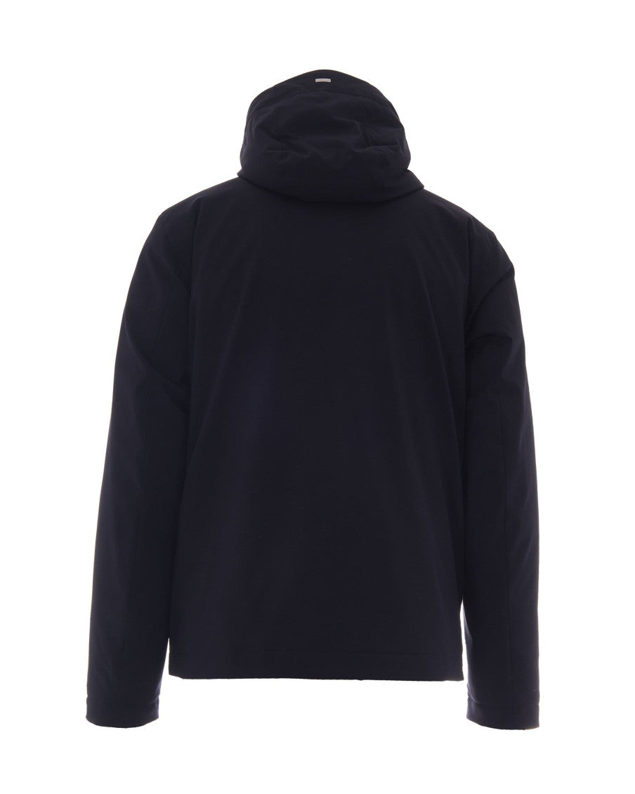 Dark Blue Solid Hood Jacket 2