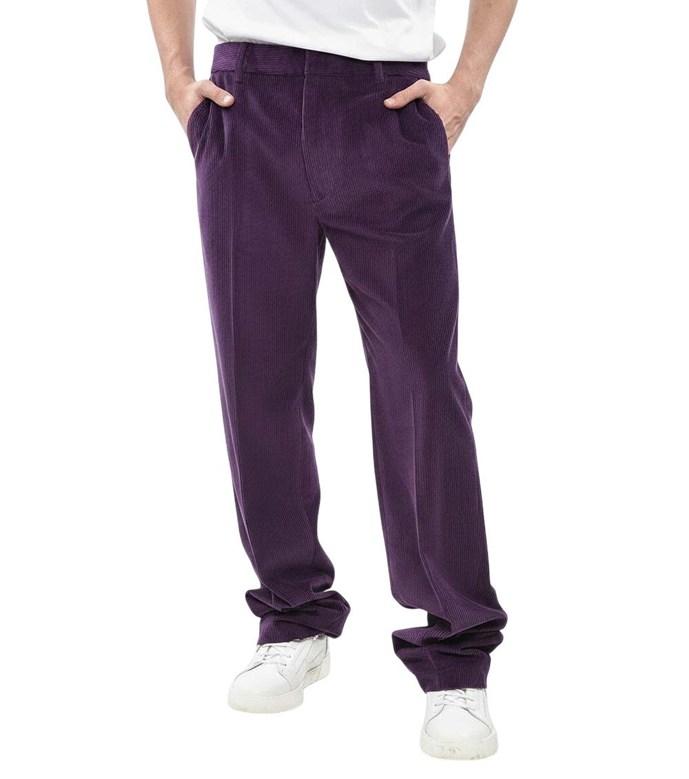 Purple Flat Front Trousers 1