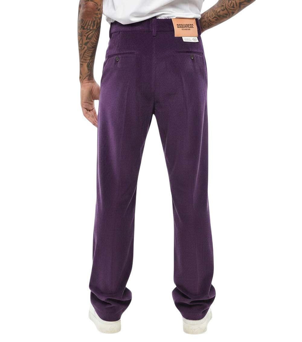 Purple Flat Front Trousers 2