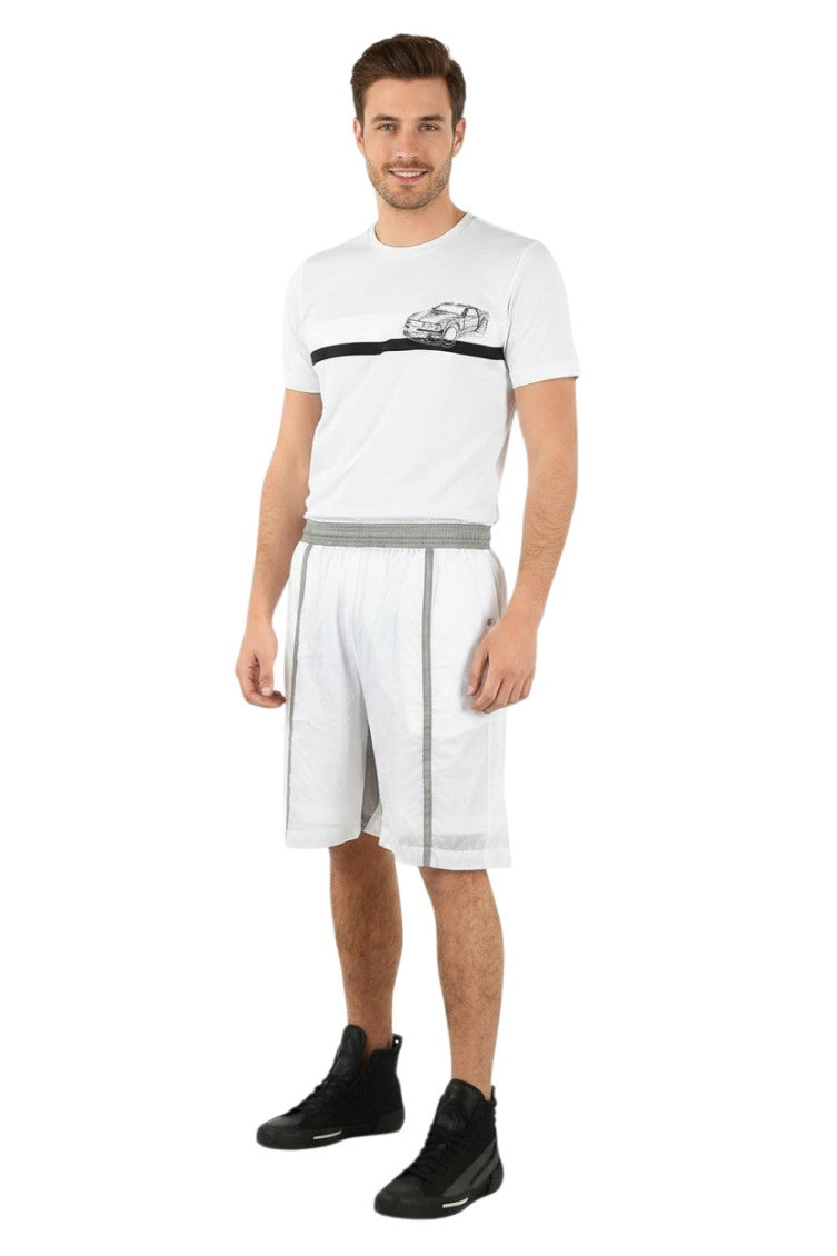 White Solid Bermuda Shorts 1