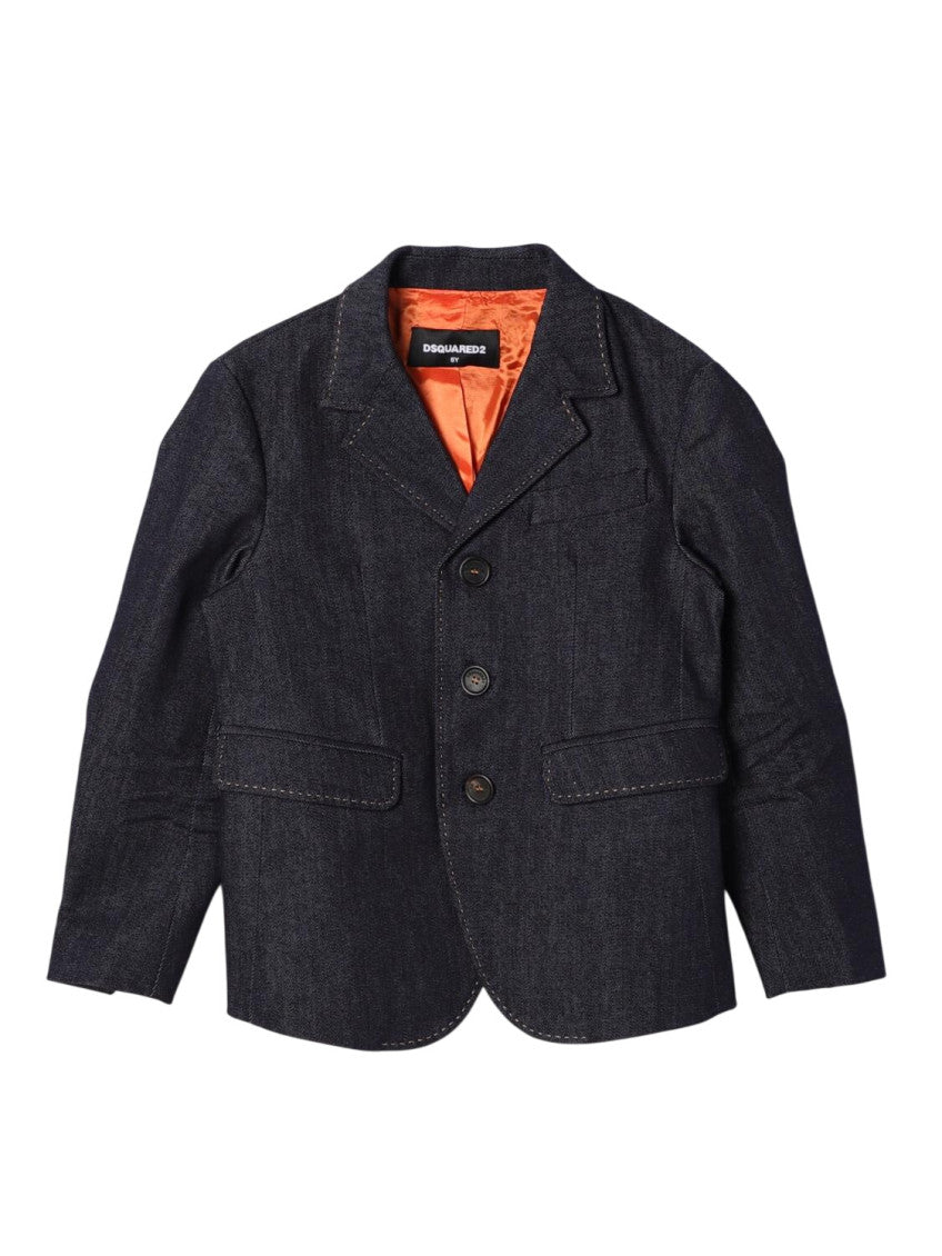 Boys Dark Blue Solid Blazer 1