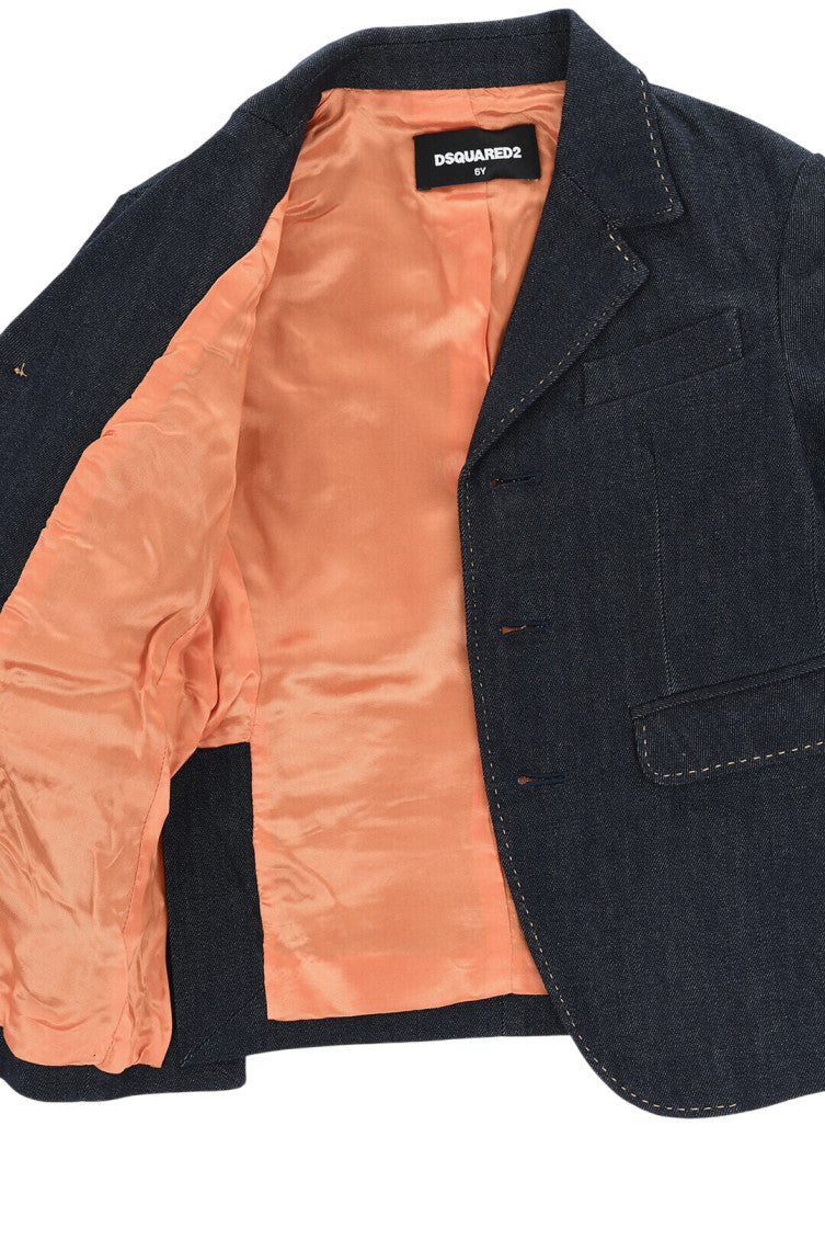 Boys Dark Blue Solid Blazer 3