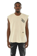 Beige Logo Sleeveless Vest 1