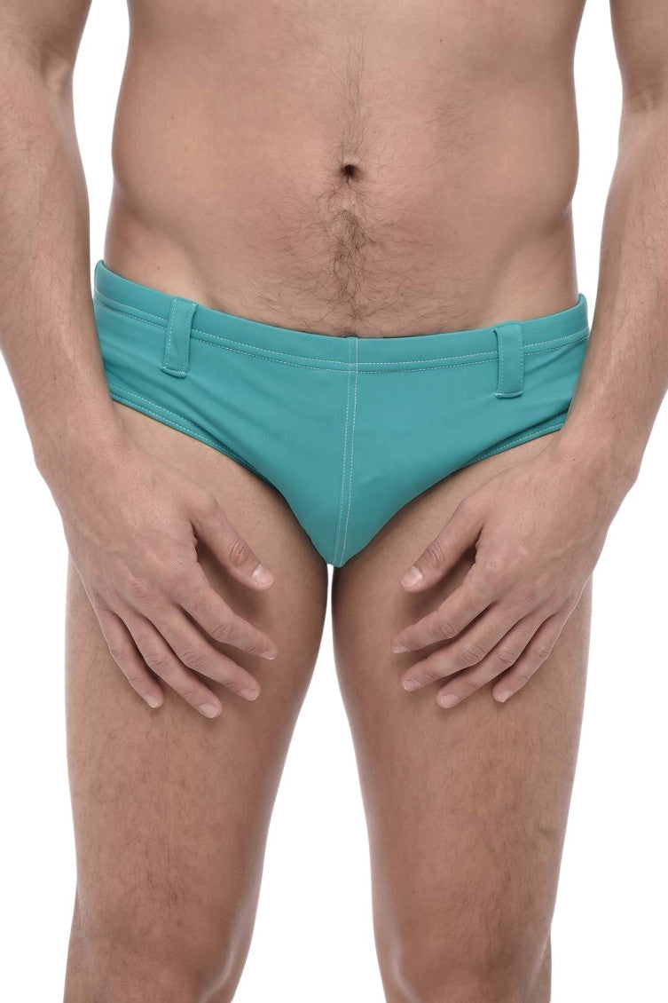 Green Solid Swim Brief 1