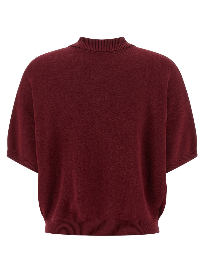 Maroon 'Slinky Knit' polo shirt 2