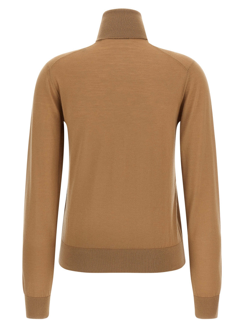 Beige Wool Turtleneck Sweater 2