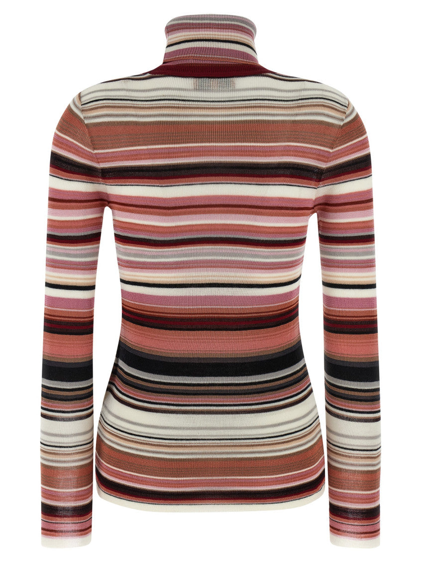 Pink Striped turtleneck sweater 2