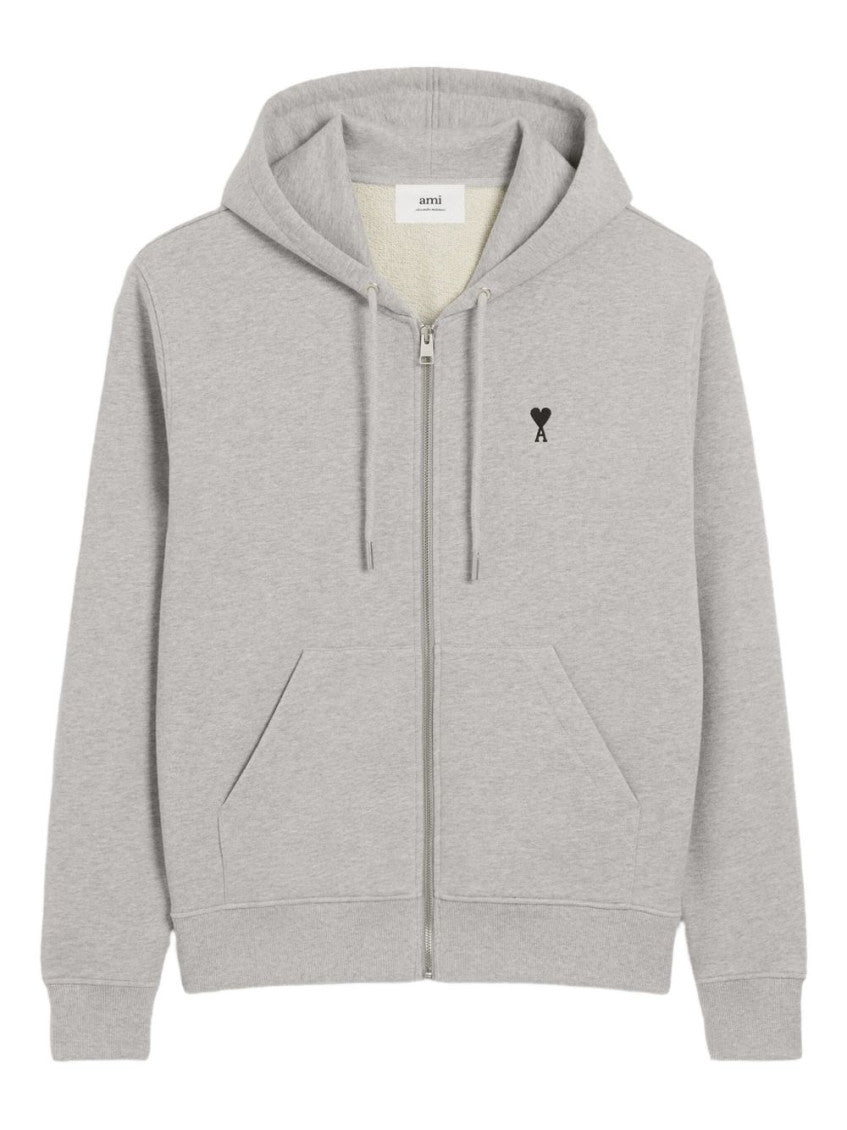 Grey Printed Logo Zip Hoodie 1