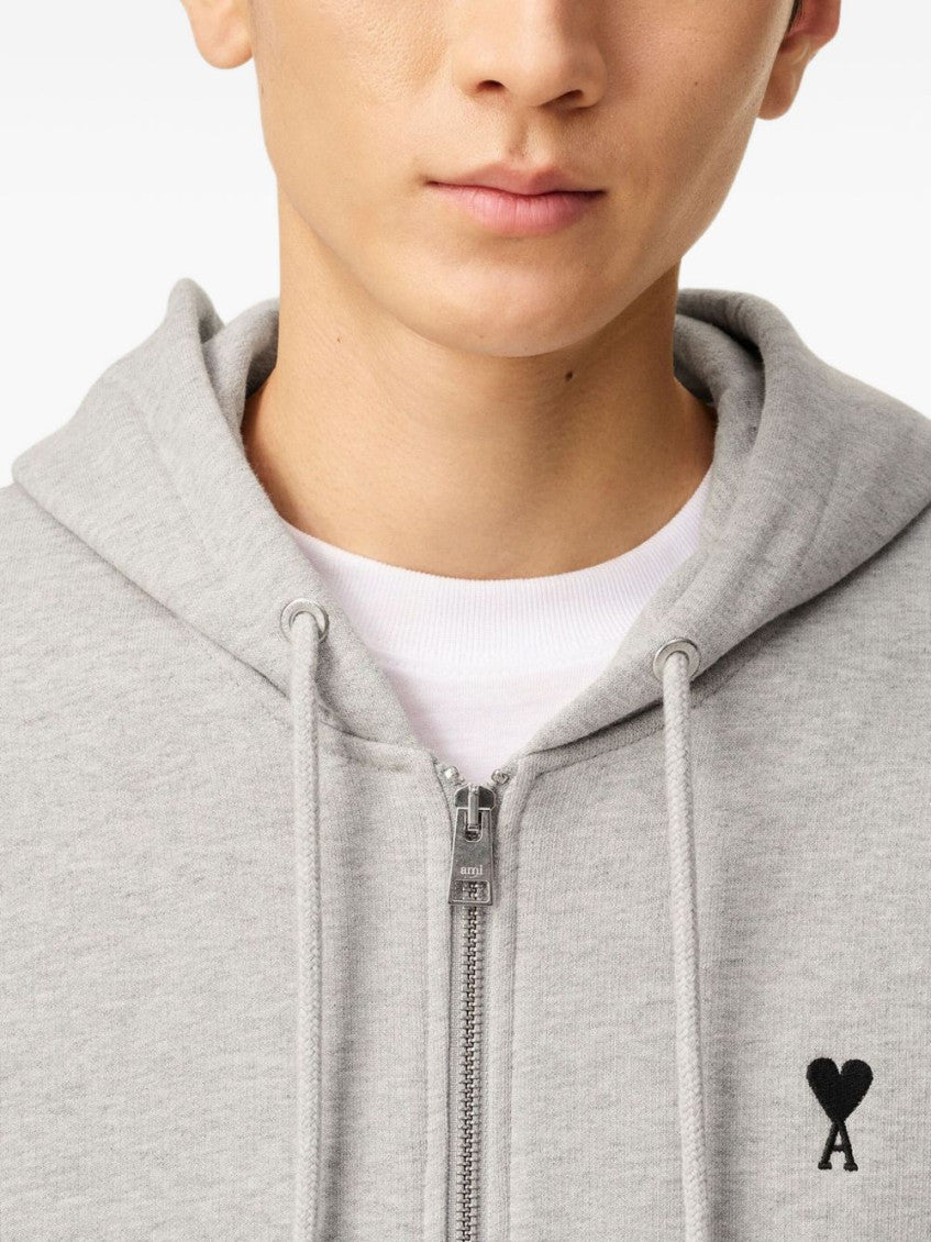Grey Printed Logo Zip Hoodie 2