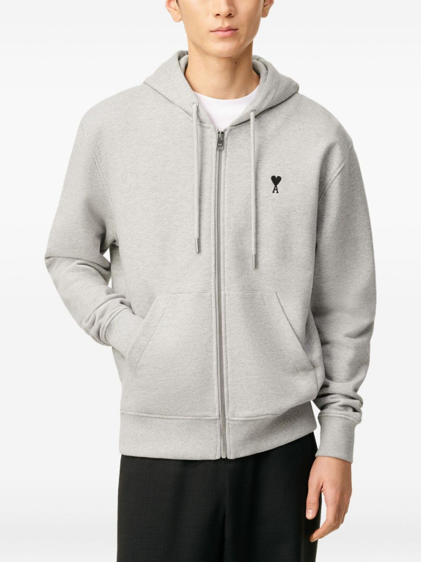 Grey Printed Logo Zip Hoodie 3
