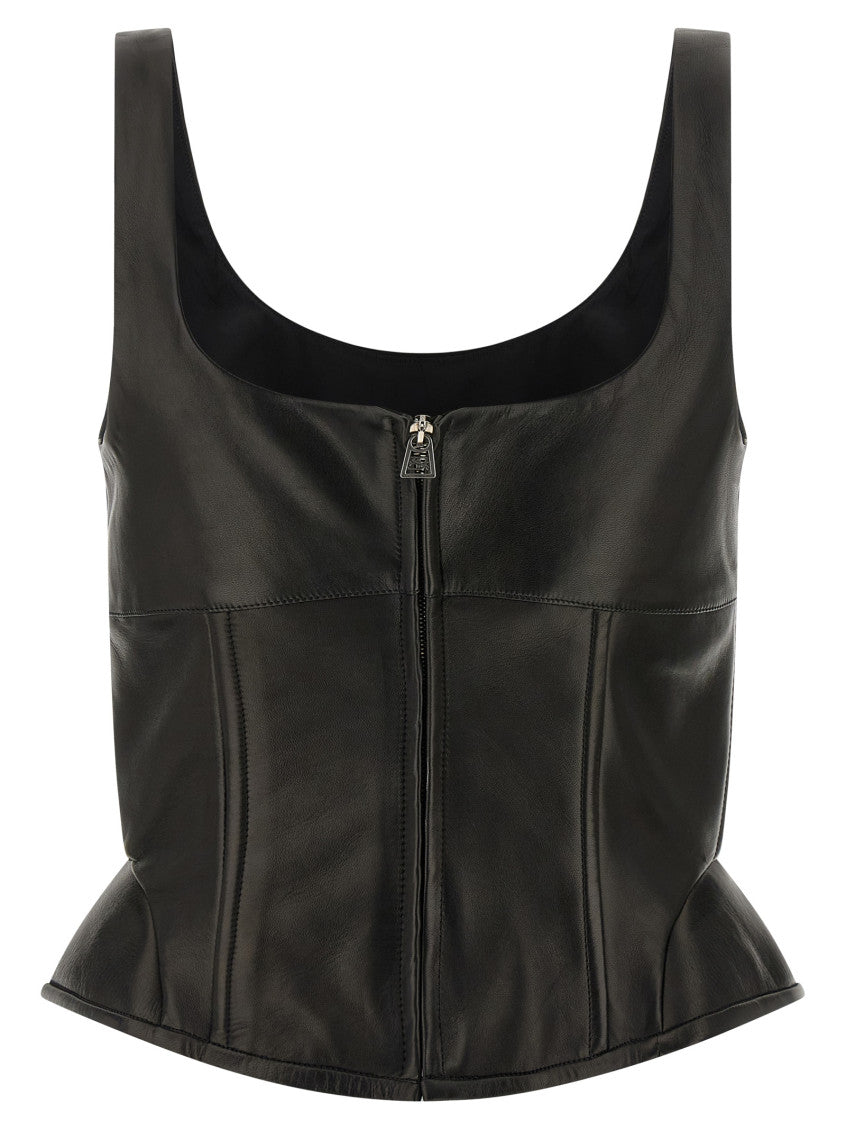 Black Peplos leather top 2