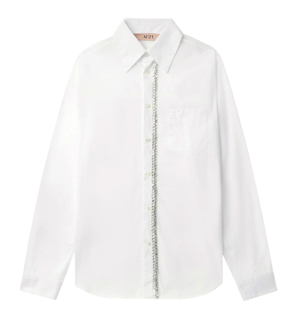 White Oversized Embellished Shirt 1