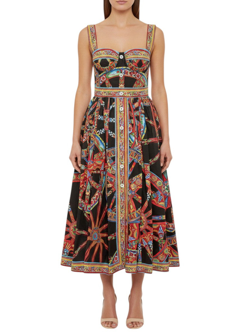 Multicolor Printed Sweet Heart Neck Dress 3