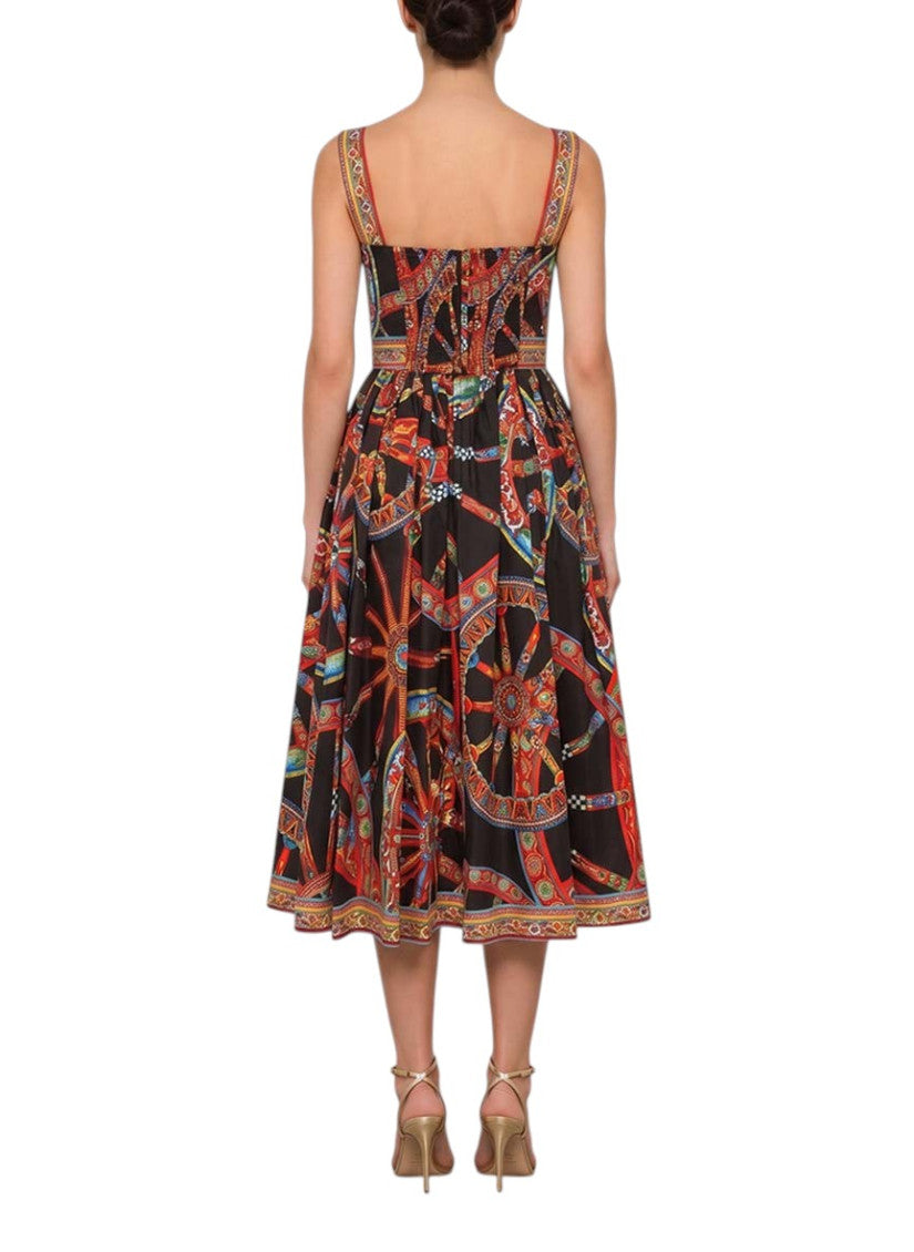 Multicolor Printed Sweet Heart Neck Dress 4
