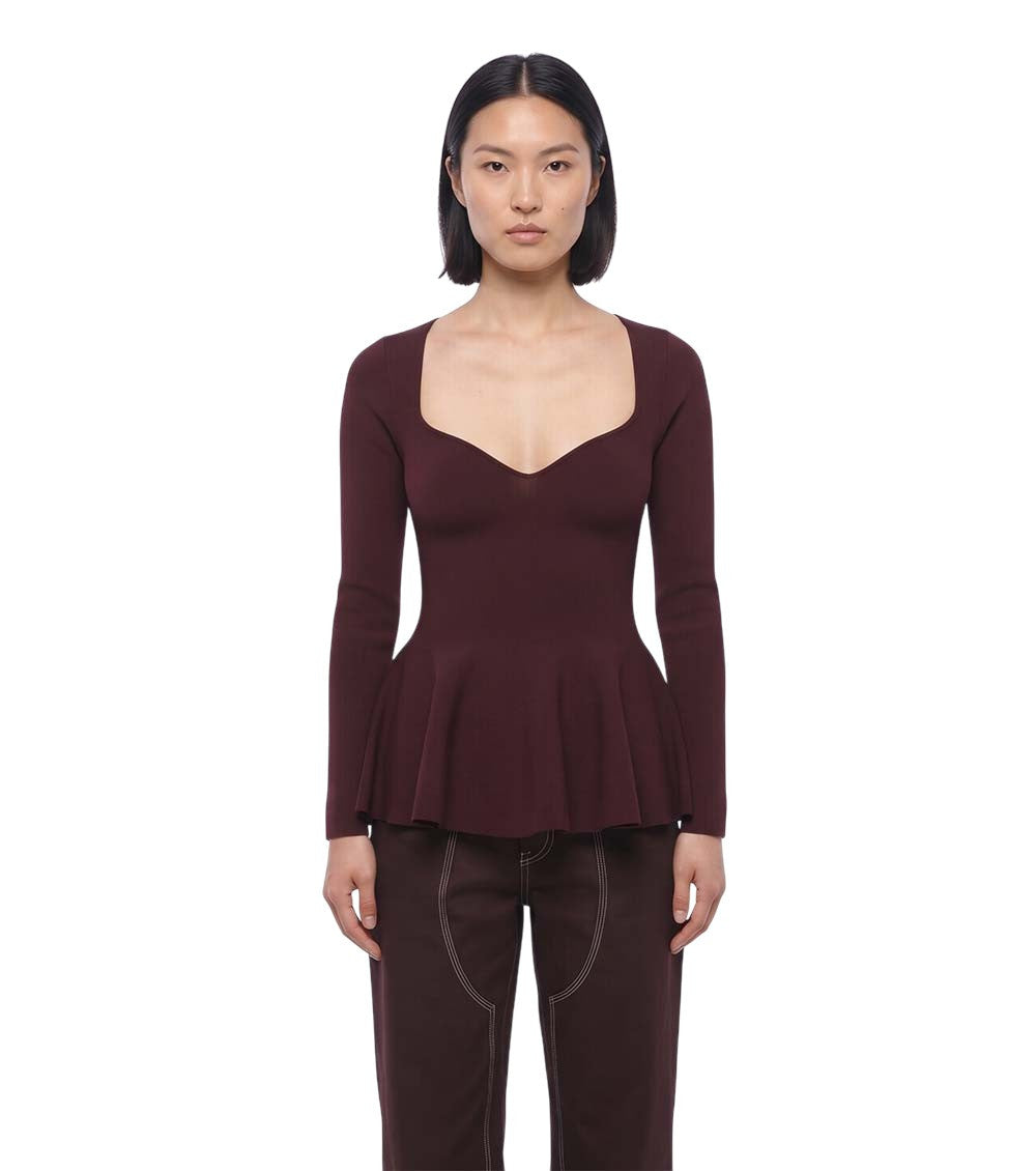 Maroon Sweet Heart Neck Top 4