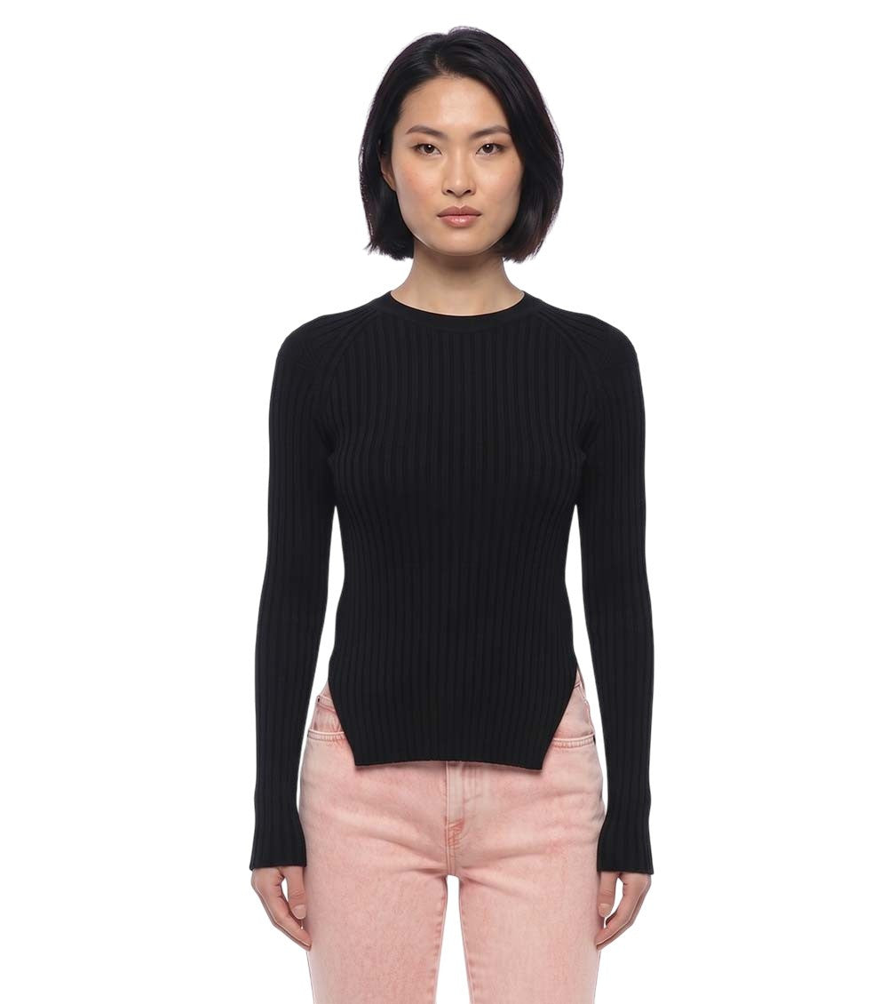 Black Knitted Crew Neck Sweater 1