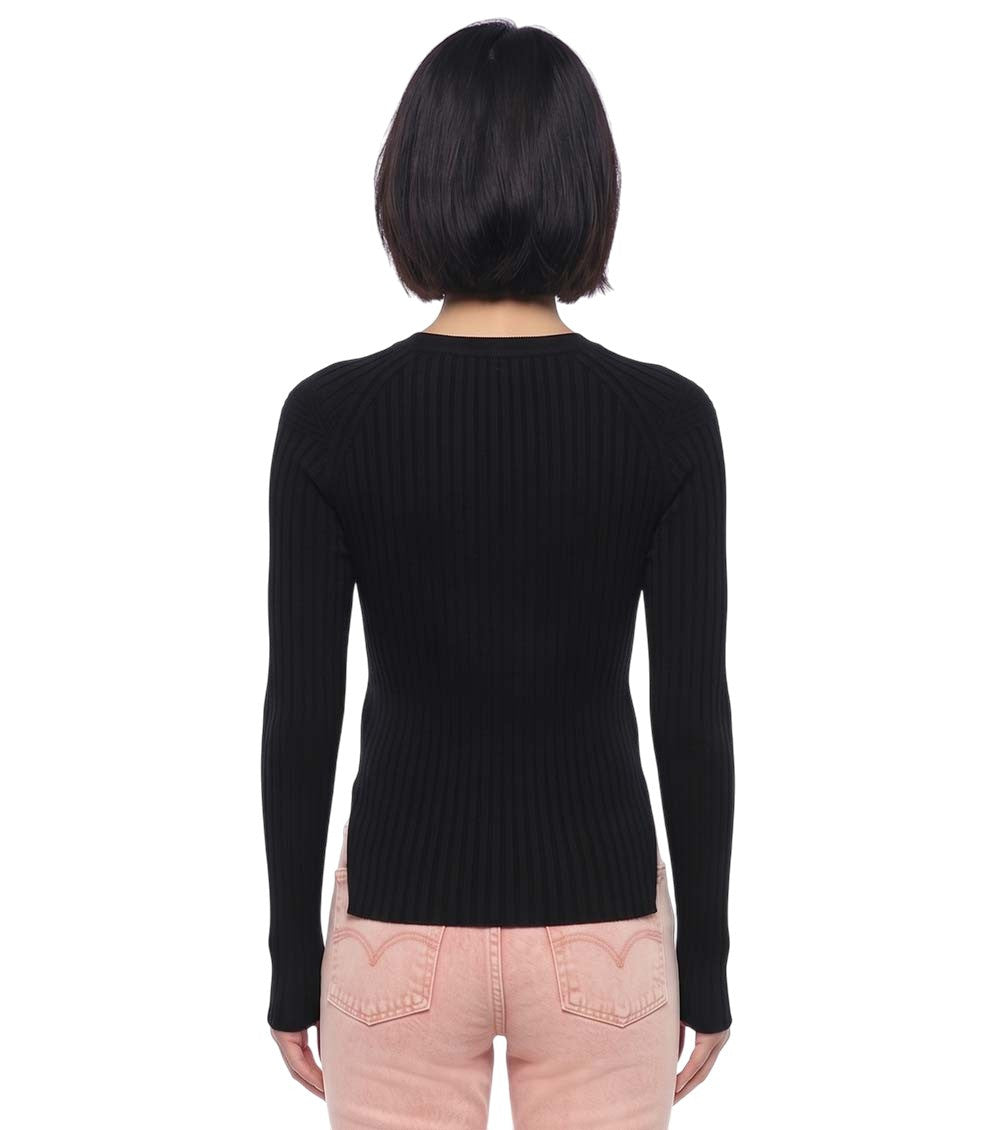 Black Knitted Crew Neck Sweater 2