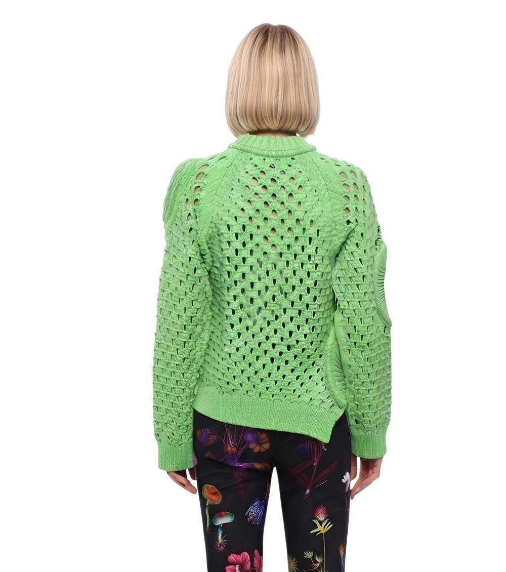 Green Knitted Crew Neck Sweater 2
