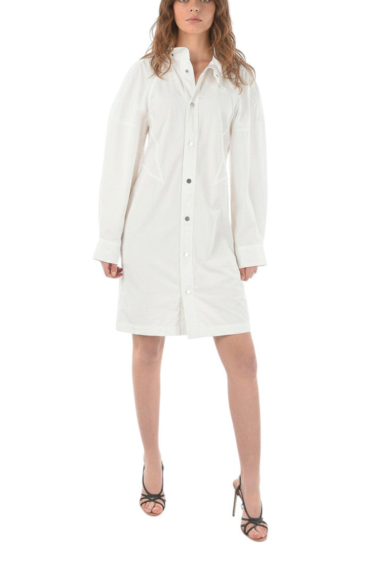 White Solid Mini Shirt Dress 1