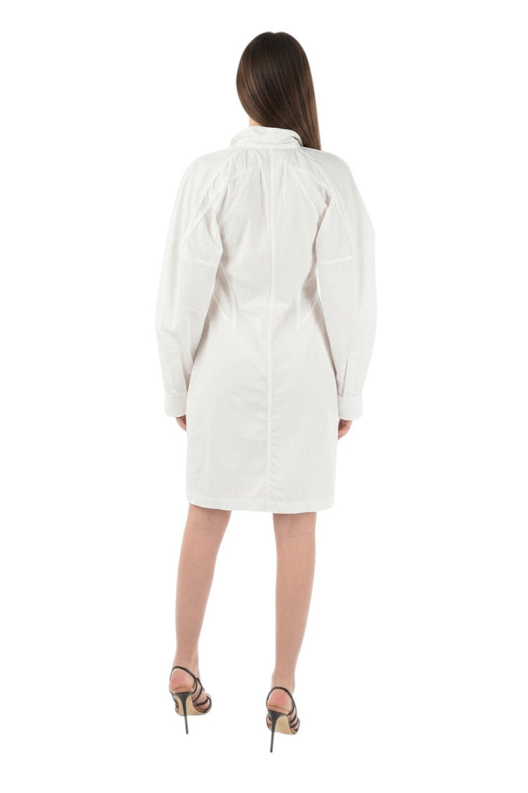White Solid Mini Shirt Dress 2